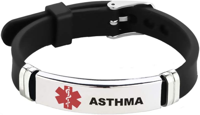 TGLS Red Medical Alert ID Bracelet for Women Men's Emergency First Aid Health Alert Laser Engraved Satinless Steel Adjustable Silicone Wristband Bracelets - Image 1